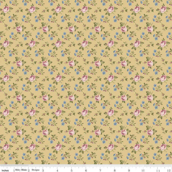 SALE Midnight Garden Rose Ditsy C12544 Dijon by Riley Blake Designs - Floral Flowers Roses - Quilting Cotton Fabric