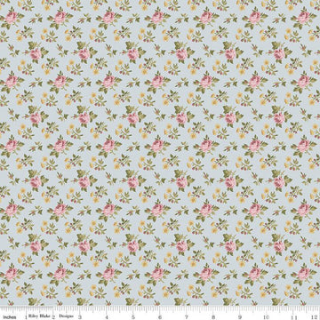SALE Midnight Garden Rose Ditsy C12544 Mist - Riley Blake Designs - Floral Flowers Roses - Quilting Cotton Fabric