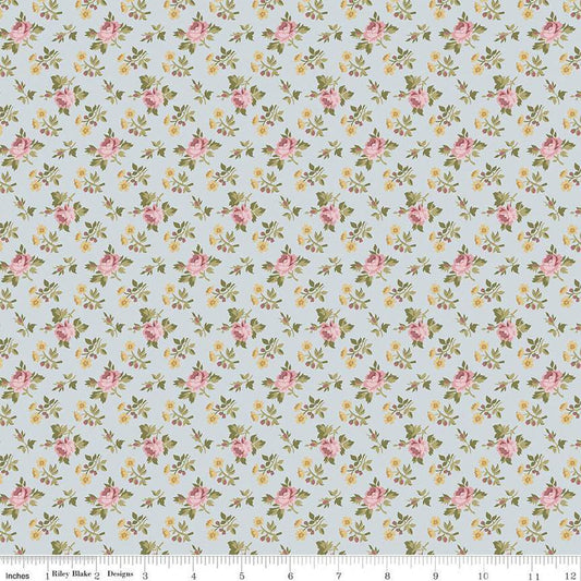 SALE Midnight Garden Rose Ditsy C12544 Mist - Riley Blake Designs - Floral Flowers Roses - Quilting Cotton Fabric