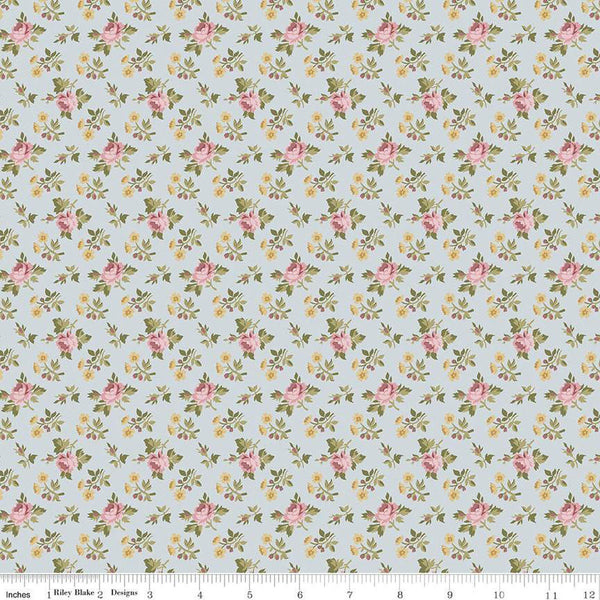 SALE Midnight Garden Rose Ditsy C12544 Mist by Riley Blake Designs - Floral Flowers Roses - Quilting Cotton Fabric