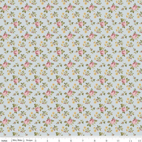 Midnight Garden Rose Ditsy C12544 Mist by Riley Blake Designs - Floral Flowers Roses - Quilting Cotton Fabric