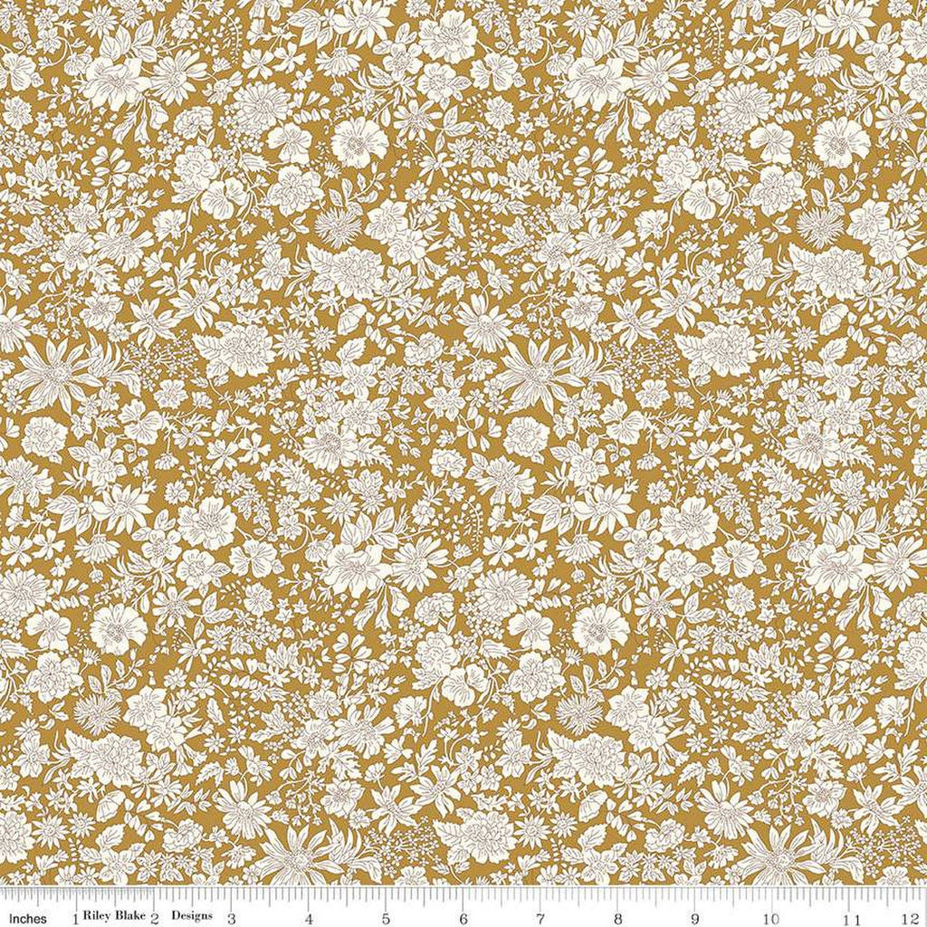 SALE Emily Belle Collection 01666431A Golden Ochre - Riley Blake Designs - Floral Flowers - Liberty Fabrics - Quilting Cotton Fabric