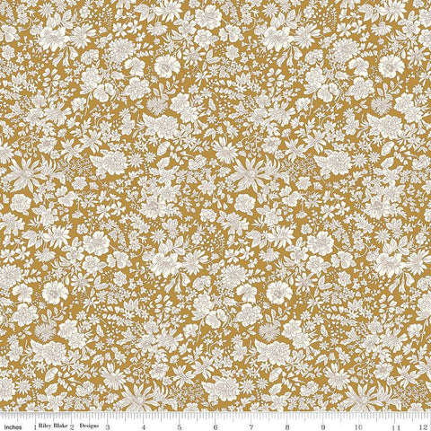 CLEARANCE Emily Belle Collection 01666431A Golden Ochre - Riley Blake Designs - Floral Flowers - Liberty Fabrics - Quilting Cotton Fabric