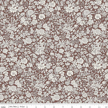 SALE Emily Belle Collection 01666434A Chocolate - Riley Blake Designs - Floral Flowers - Liberty Fabrics - Quilting Cotton Fabric