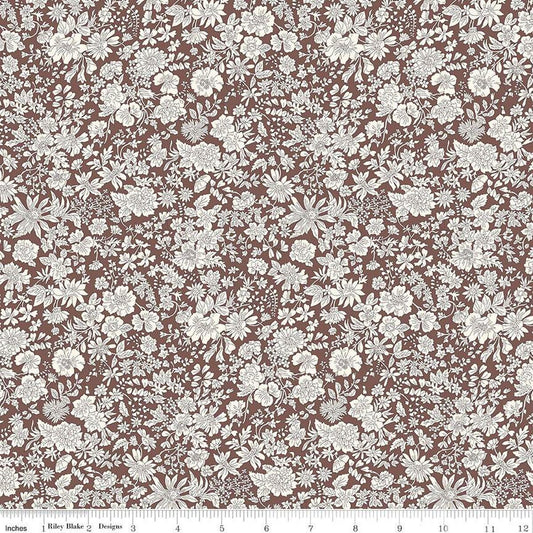 DEAL Emily Belle Collection 01666434A Chocolate - Riley Blake Designs - Floral Flowers - Liberty Fabrics - Quilting Cotton Fabric