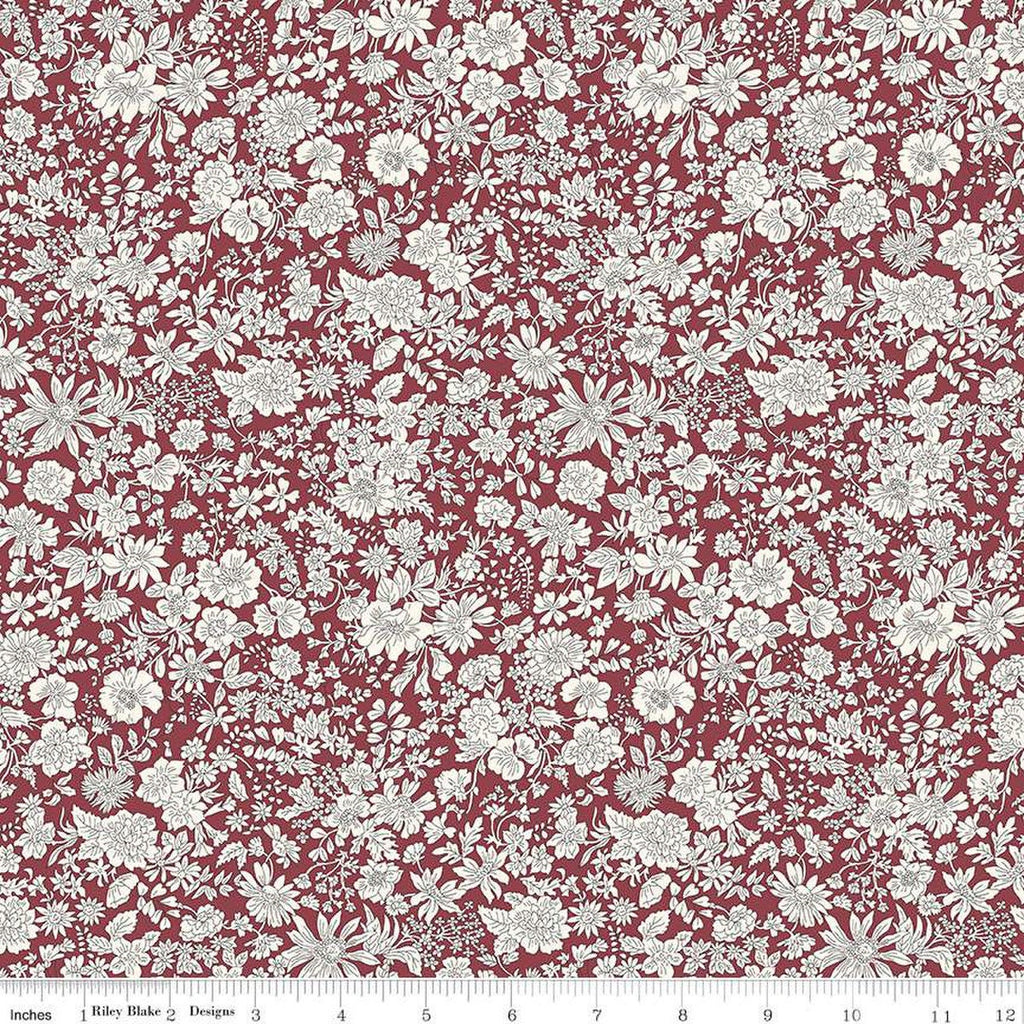SALE Emily Belle Collection 01666435A Claret - Riley Blake Designs - Floral Flowers - Liberty Fabrics - Quilting Cotton Fabric