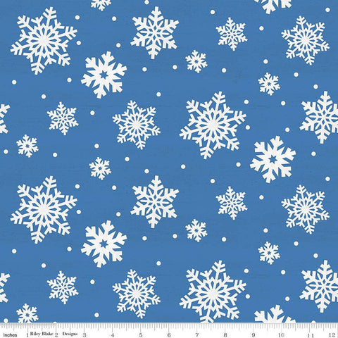 CLEARANCE Monthly Placemats January Snowflakes C12401 Blue by Riley Blake Designs - Winter Dots Snowflake - Quilting Cotton Fabric