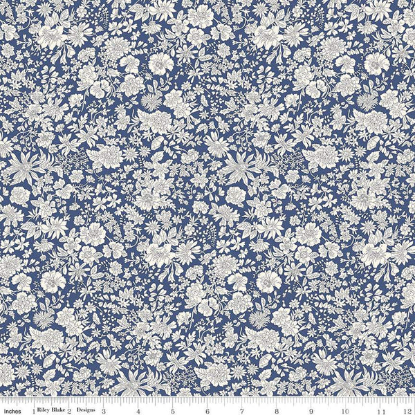 SALE Emily Belle Collection 01666441A Sapphire - Riley Blake Designs - Floral Flowers - Liberty Fabrics - Quilting Cotton Fabric