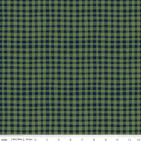 Love You S'more PRINTED Gingham C12143 Olive by Riley Blake Designs - Camp Camping Irregular Checks - Quilting Cotton Fabric
