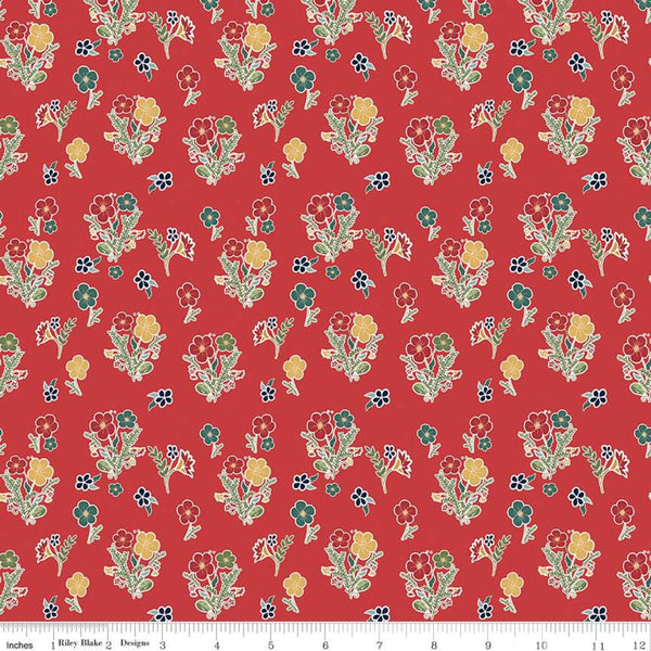 SALE Love You S'more Floral C12144 Red by Riley Blake Designs - Camp Camping Flowers - Quilting Cotton Fabric