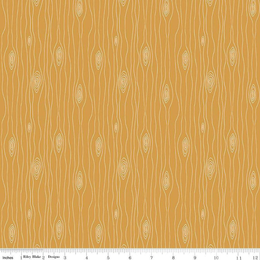 Love You S'more Bark C12145 Gold by Riley Blake Designs - Camp Camping Wood Grain - Quilting Cotton Fabric