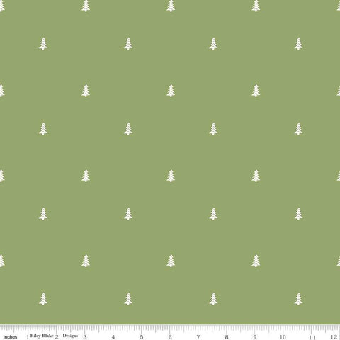 Love You S'more Trees C12146 Green by Riley Blake Designs - Camp Camping White Pines Pine Tree - Quilting Cotton Fabric