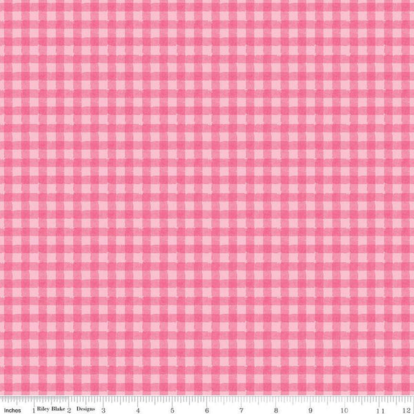 Strength in Pink PRINTED Gingham C12624 Pink by Riley Blake Designs - Checked Plaid Breast Cancer - Quilting Cotton Fabric