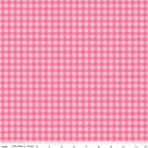 Strength in Pink PRINTED Gingham C12624 Pink by Riley Blake Designs - Checked Plaid Breast Cancer - Quilting Cotton Fabric