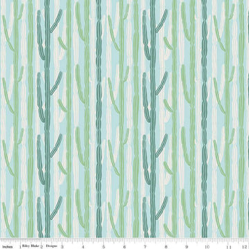 SALE Arid Oasis Candelabra C12493 Sky - Riley Blake Designs - Cactus Stripes Striped - Quilting Cotton Fabric