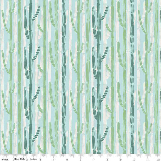 SALE Arid Oasis Candelabra C12493 Sky - Riley Blake Designs - Cactus Stripes Striped - Quilting Cotton Fabric