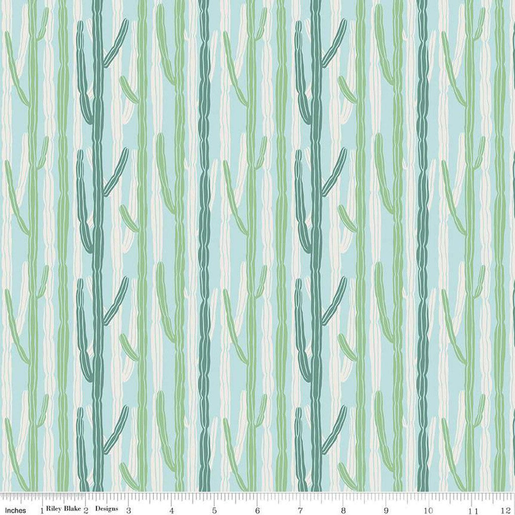 Arid Oasis Candelabra C12493 Sky by Riley Blake Designs - Cactus Stripes Striped - Quilting Cotton Fabric