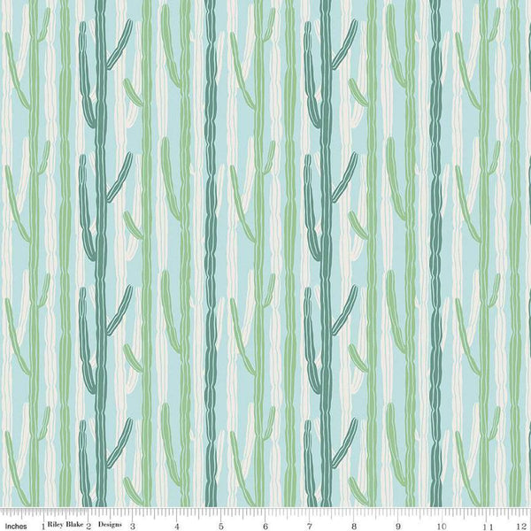 SALE Arid Oasis Candelabra C12493 Sky by Riley Blake Designs - Cactus Stripes Striped - Quilting Cotton Fabric