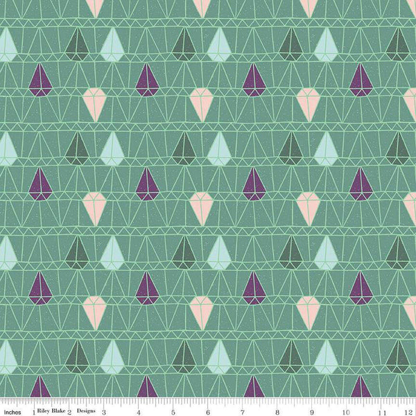 CLEARANCE Arid Oasis Greenhouse Window C12494 Sage by Riley Blake Designs - Geometric Diamonds - Quilting Cotton Fabric