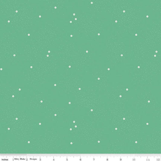 SUPER DEAL! Dainty Daisy C665 Alpine - Riley Blake Designs - White Daisies Floral Flowers Pin Dots - Quilting Cotton Fabric