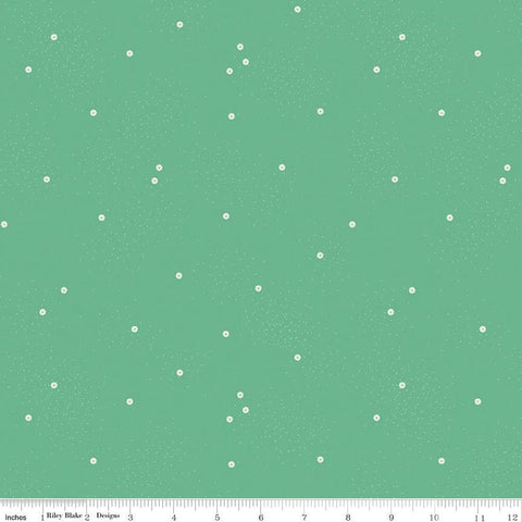 SALE Dainty Daisy C665 Alpine - Riley Blake Designs - White Daisies Floral Flowers Pin Dots - Quilting Cotton Fabric