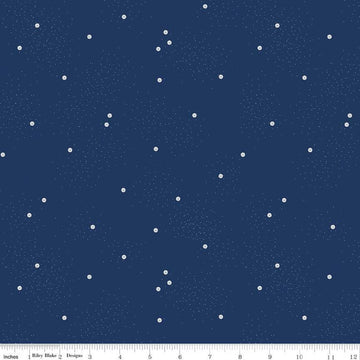 SALE Dainty Daisy C665 Navy - Riley Blake Designs - White Daisies Floral Flowers Pin Dots - Quilting Cotton Fabric