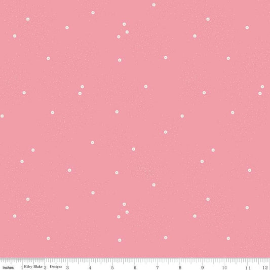 SALE Dainty Daisy C665 Peony - Riley Blake Designs - White Daisies Floral Flowers Pin Dots - Quilting Cotton Fabric