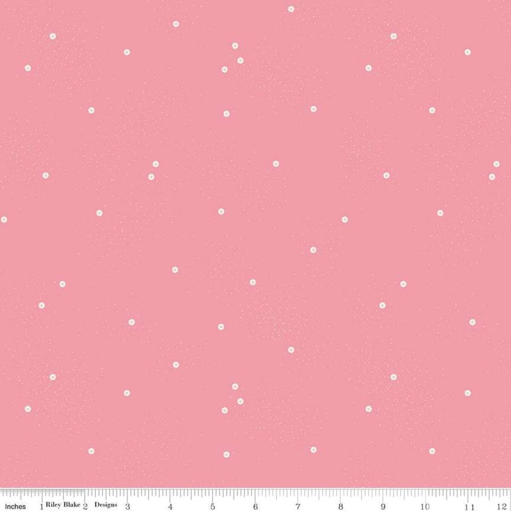 SALE Dainty Daisy C665 Peony - Riley Blake Designs - White Daisies Floral Flowers Pin Dots - Quilting Cotton Fabric
