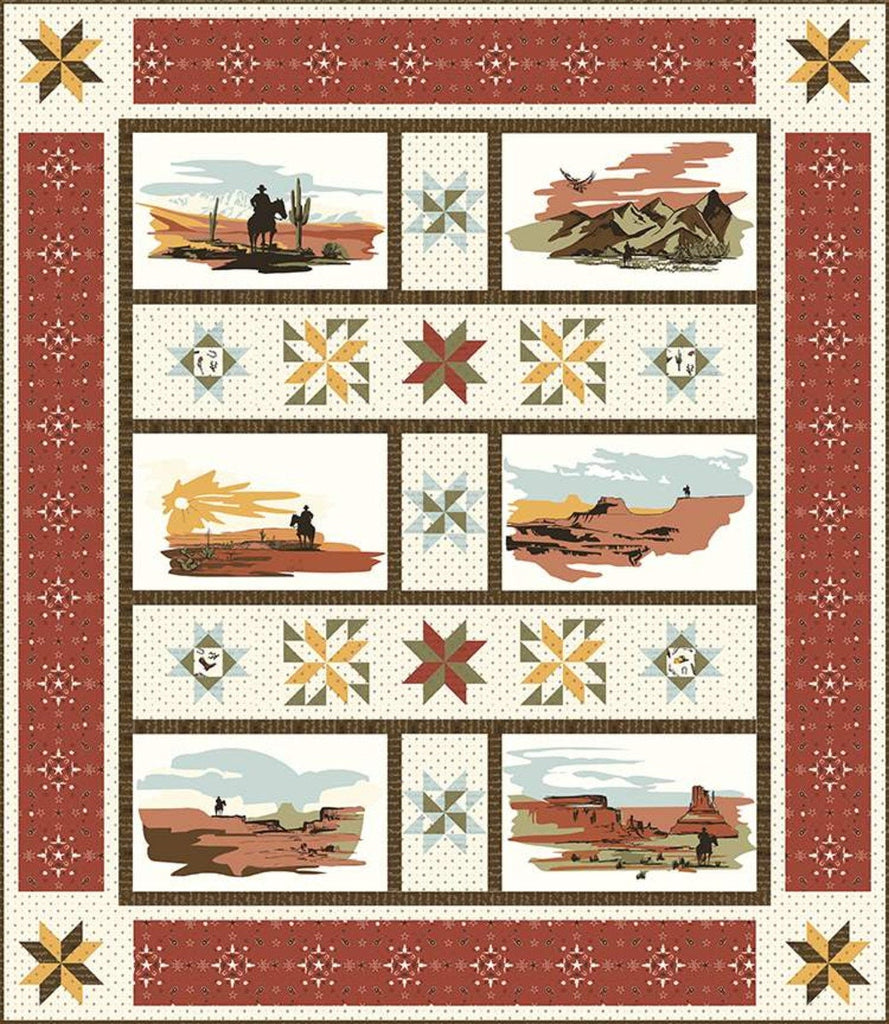 Go West Panel Boxed Quilt Kit KT-12190 - Riley Blake Designs - Box Pattern Fabric - Go West with John Wayne - Quilting Cotton Fabric