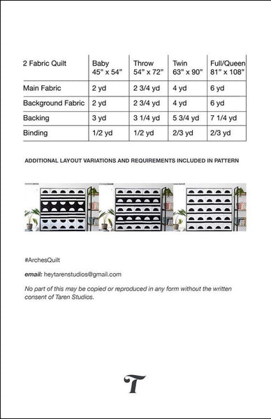 SALE Taren Studios Arches Quilt PATTERN P163 - Riley Blake - INSTRUCTIONS Only - Pieced Curves Stripes - Allie Perry - Multiple Sizes