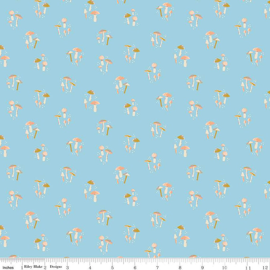 CLEARANCE Wildwood Wander Mushrooms C12433 Blue - by Riley Blake Designs - Quilting Cotton Fabric