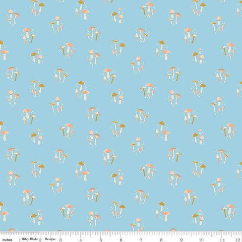 CLEARANCE Wildwood Wander Mushrooms C12433 Blue - by Riley Blake Designs - Quilting Cotton Fabric
