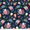 Sew Much Fun Main C12450 Navy - Riley Blake Designs - Floral Flowers Pin Dots - Quilting Cotton Fabric