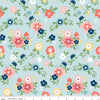 SALE Sew Much Fun Main C12450 Sky - Riley Blake Designs - Floral Flowers Pin Dots - Quilting Cotton Fabric