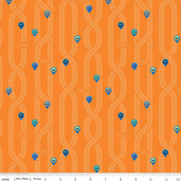 1 Yard End of Bolt - CLEARANCE Full Steam Ahead with Thomas & Friends Key Locations Riley Blake Quilting Cotton Licensed Product