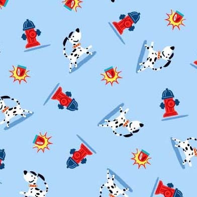 SALE Ladder Co. 1 Fireman's Friend DC10585 Blue by Michael Miller - Ladder Company One Dalmations Dogs Hydrants - Quilting Cotton Fabric