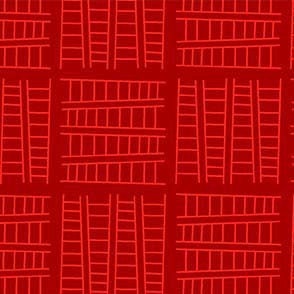 SALE Ladder Co. 1 Tall Ladder Red by Michael Miller Fabrics - Ladder Company One Ladders Geometric Children's - Quilting Cotton Fabric