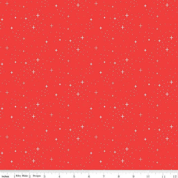 SALE FLANNEL Stars F12583 Red - Riley Blake Designs - Plus Signs Pin Dots - FLANNEL Cotton Fabric