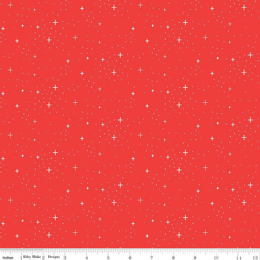 SALE FLANNEL Stars F12583 Red - Riley Blake Designs - Plus Signs Pin Dots - FLANNEL Cotton Fabric