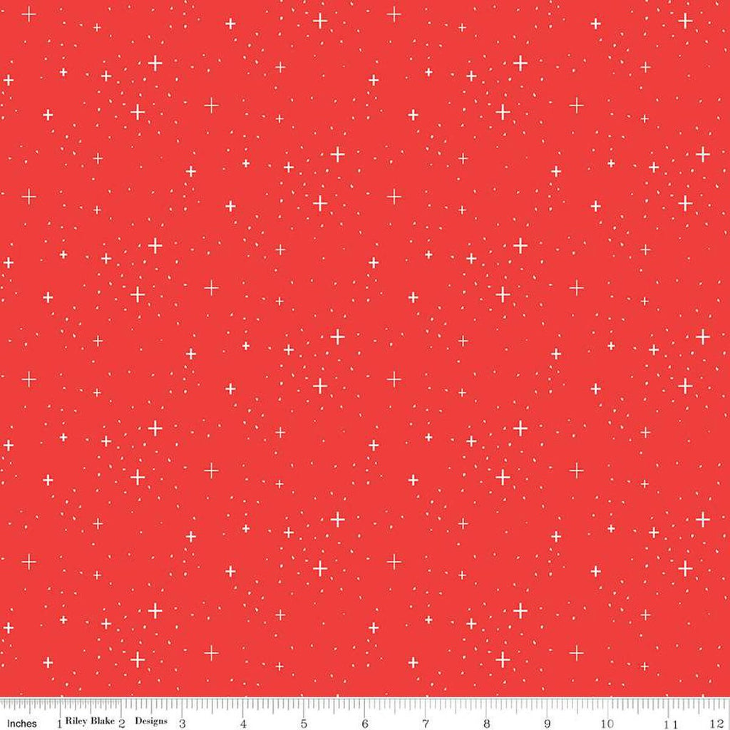 SALE FLANNEL Stars F12583 Red - Riley Blake Designs - Plus Signs Pin Dots - FLANNEL Cotton Fabric