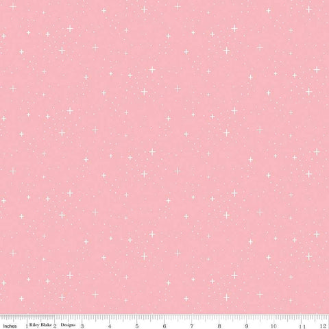 FLANNEL Stars F12583 Peony - Riley Blake Designs - Plus Signs Pin Dots Pink - FLANNEL Cotton Fabric