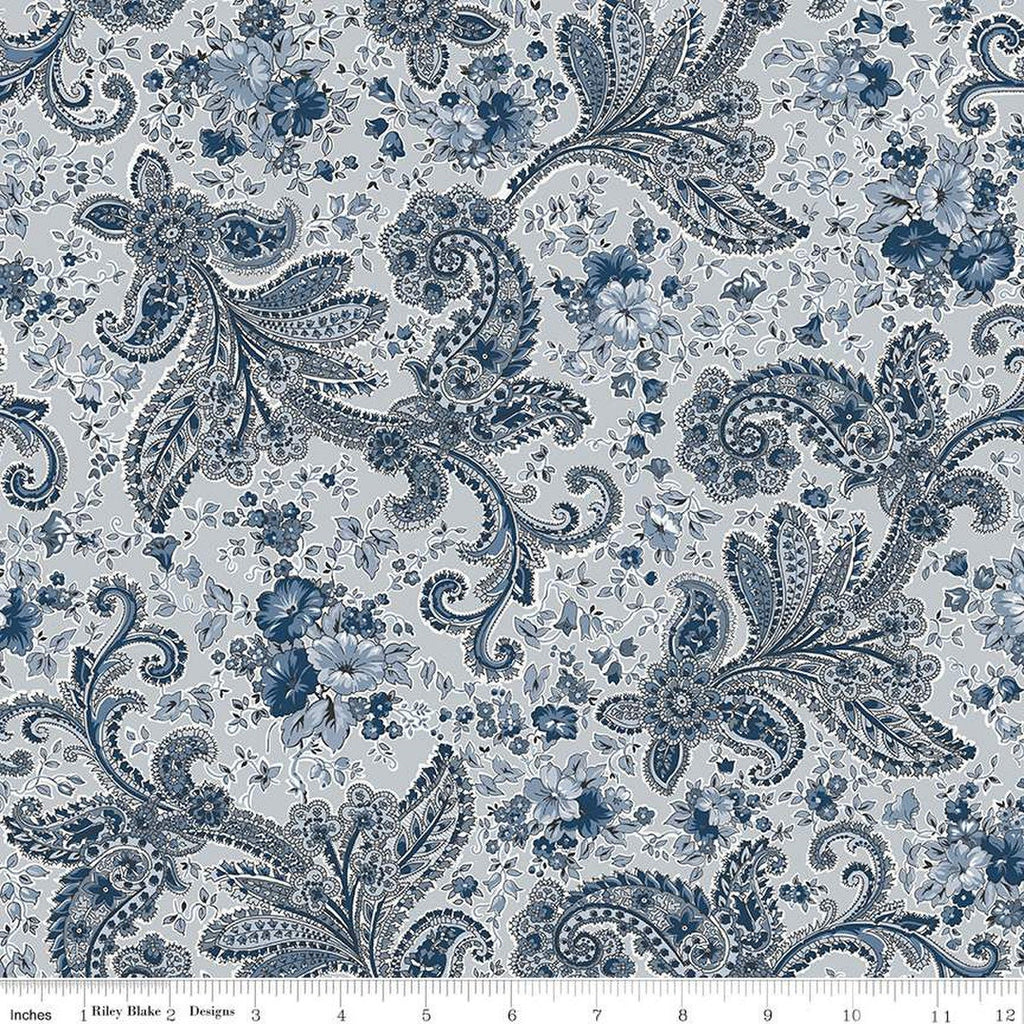 Midnight Garden Paisley C12542 Gray by Riley Blake Designs - Paisleys Floral Flowers - Quilting Cotton Fabric