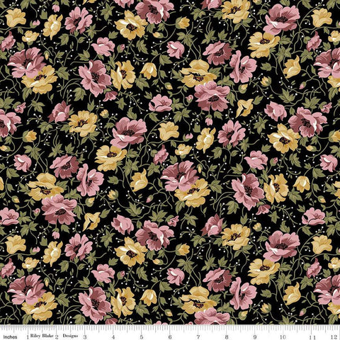 Midnight Garden Flowers C12543 Black by Riley Blake Designs - Floral - Quilting Cotton Fabric