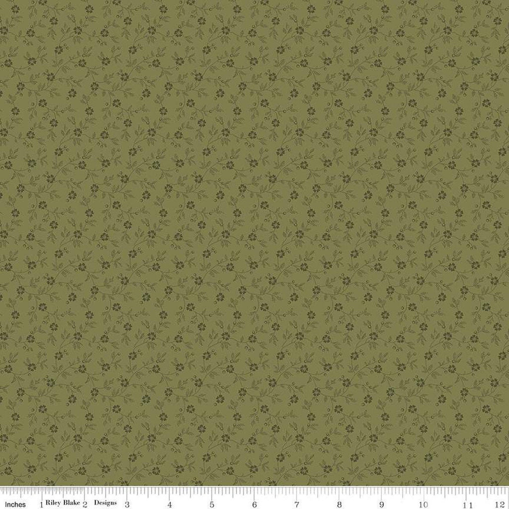 SALE Midnight Garden Vines C12546 Green by Riley Blake Designs - Floral Flowers Leaves Tone-on-Tone - Quilting Cotton Fabric