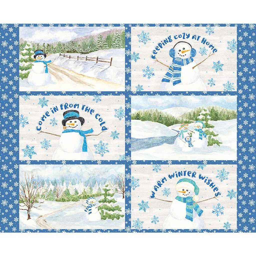 Monthly Placemats January Placemat Panel PD12400 by Riley Blake Designs - DIGITALLY PRINTED Winter Snowmen - Quilting Cotton Fabric