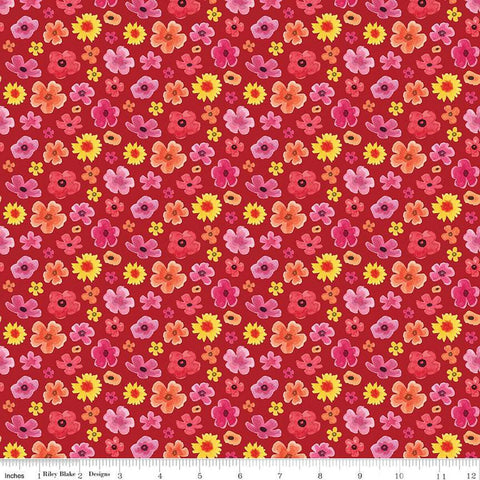 SALE Monthly Placemats February Flower Toss C12403 Red by Riley Blake Designs - Valentine's Valentine Flowers - Quilting Cotton Fabric