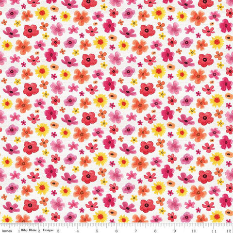 SALE Monthly Placemats February Flower Toss C12403 Off White by Riley Blake Designs - Valentine's Valentine Flowers - Quilting Cotton Fabric
