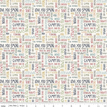Love You S'more Text C12142 Cream - Riley Blake Designs - Camp Camping Words Phrases - Quilting Cotton Fabric