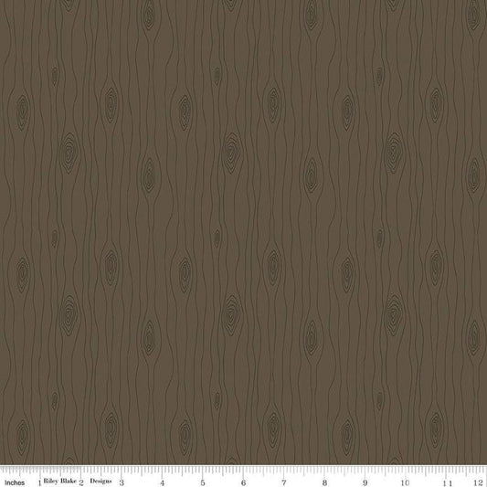 Love You S'more Bark C12145 Brown - Riley Blake Designs - Camp Camping Wood Grain - Quilting Cotton Fabric