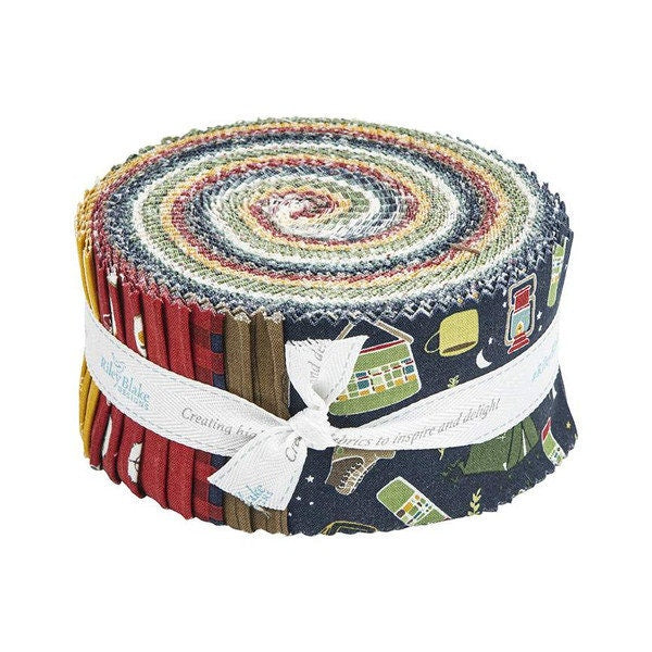 Love You S'more 2.5 Inch Rolie Polie Jelly Roll 40 pieces - Riley Blake - Precut Pre cut Bundle - Camping - Quilting Cotton Fabric